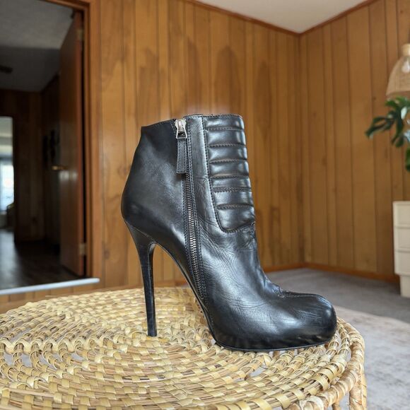 Alexander McQueen Latch Ski Boots MSRP $1350 Black Leather Pumps EU 40 US 10 - Picture 7 of 16